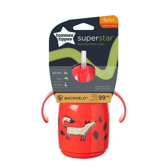 Tommee Tippee Babies Superstar Sippee Training Cup Sippy Straw Bottle, 300ml 6M+ image number 2